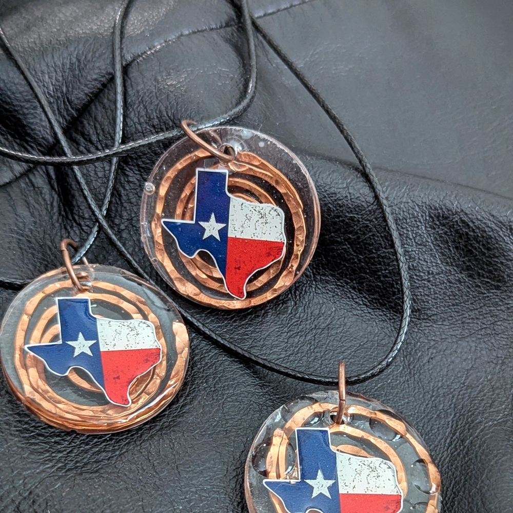 Handmade Texas State Pendant Necklace - Picture 1 of 4